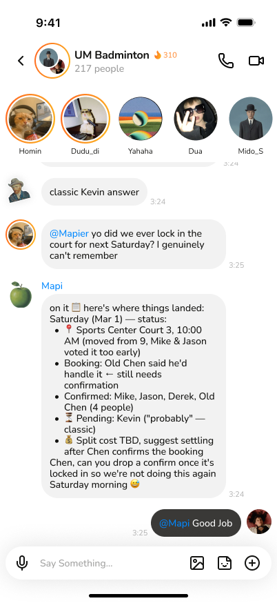 AI-powered group chat with Mapi bot